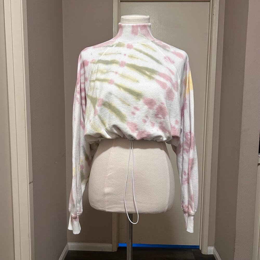 Aeropostale Tie-Dye Cinched Cropped Mock Sweatshirt Size Small
